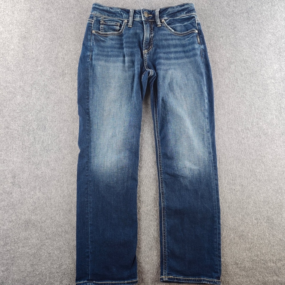 Silver Jeans Co. Suki Capri Jeans Womens 27x26 Blue Denim American Flag Patch